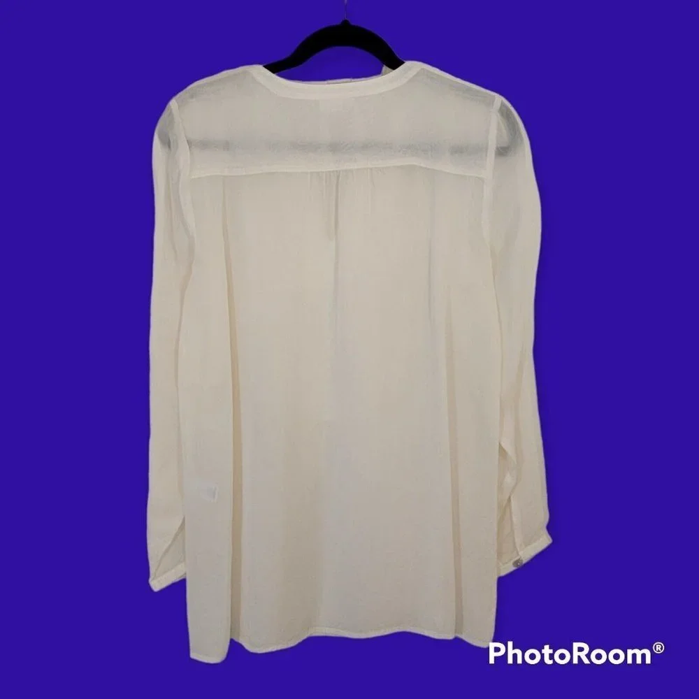 J Jill Cream Colored Embroidered Blouse Size S